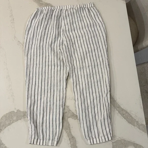 Quince 100% European Linen Tapered Ankle Pants Women’s XL Oatmeal/Black Stripe - Picture 11 of 12